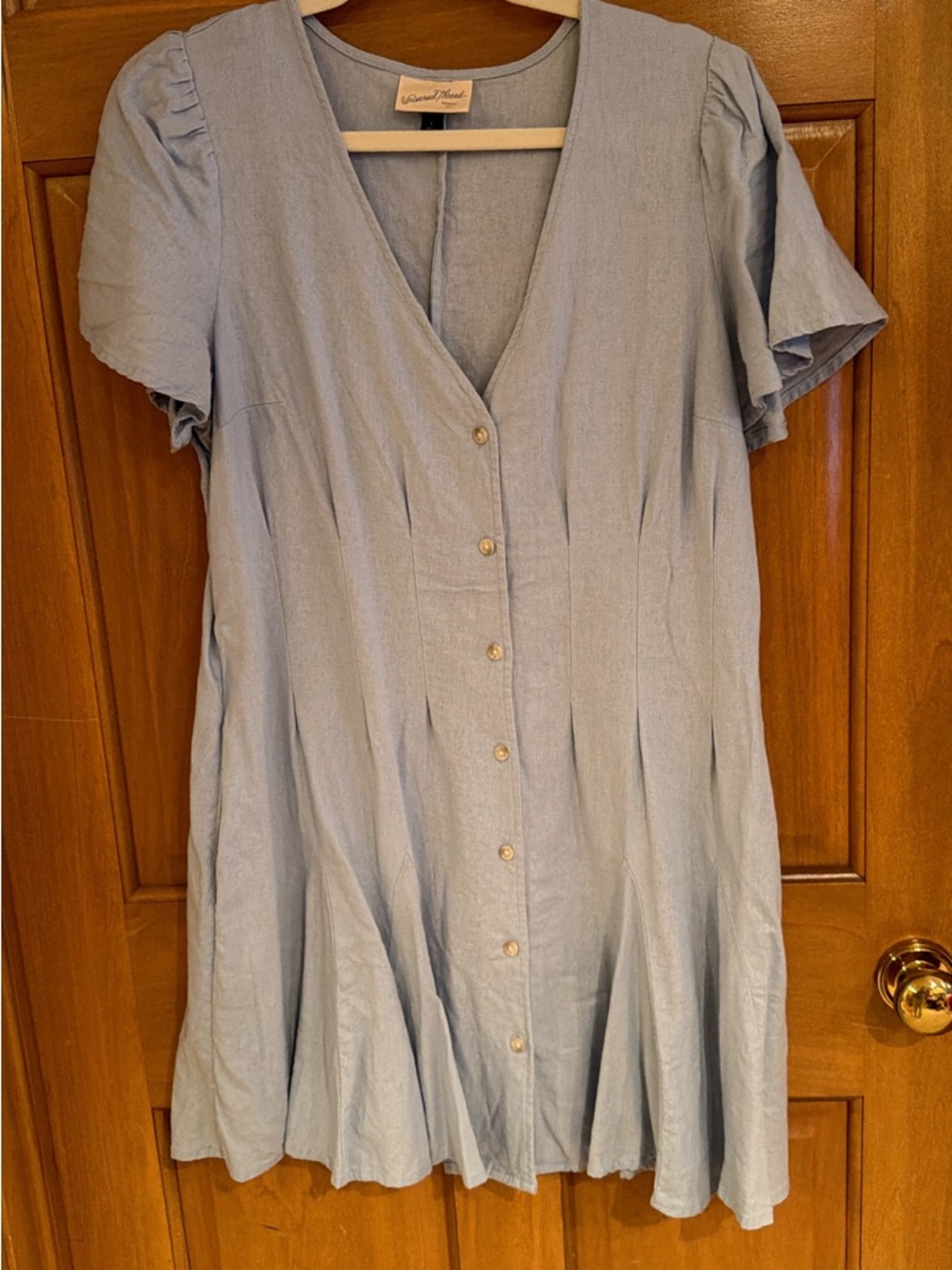 Universal Thread Light Blue Button-Front V-Neck Dress